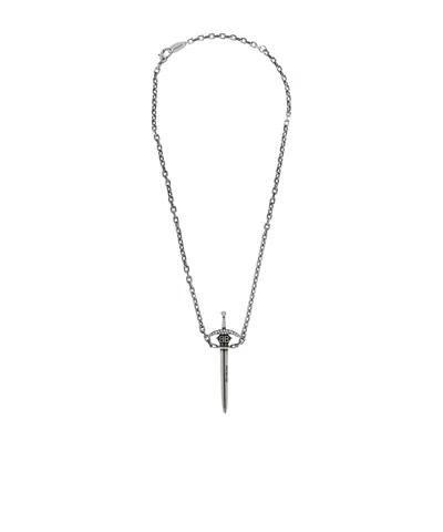 Balenciaga Necklace With A Sword-shaped Pendant In Gray
