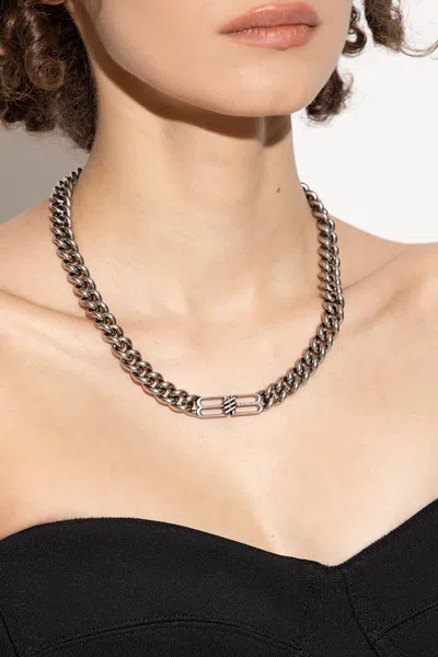 Balenciaga Necklace With Logo In Silver