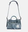 Balenciaga Neo Cagole Xs Denim Shoulder Bag In Blue