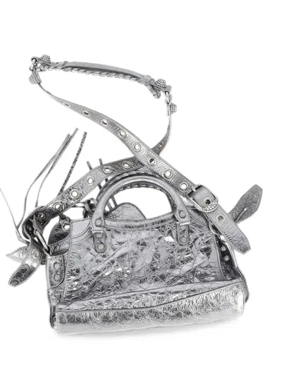 Pre-owned Balenciaga Neo Cagole Xs Leather Handbag In Silver