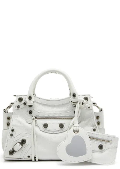 Balenciaga Neo Cagole Xs Leather Top Handle Bag In White