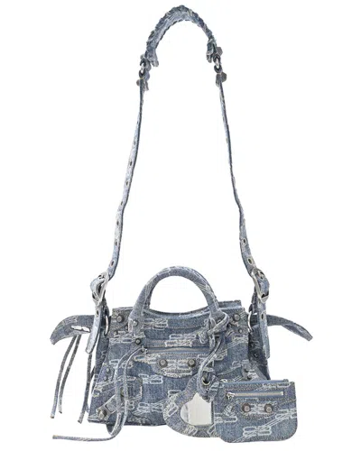 Balenciaga Neo Cagole Xs Logo Print Handbag (authentic Pre-loved) In Blue