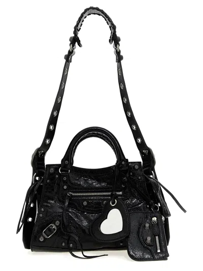 Balenciaga Xs Neo Cagole Leather Shoulder Bag In Black