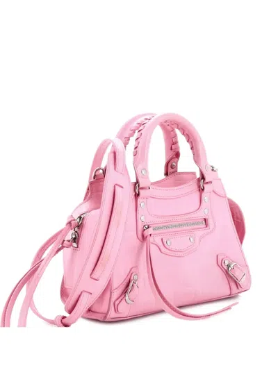 Pre-owned Balenciaga Neo Classic City Bag Crocodile Embossed Leather Mini Crossbody Bag In Pink