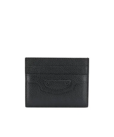 Balenciaga Neo Classic Grained Leather Cardholder In Black
