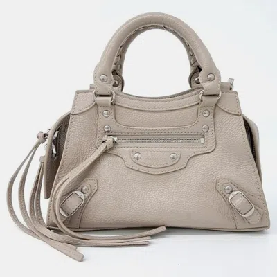 Pre-owned Balenciaga Neo Classic Mini Top Handle Bag In Beige