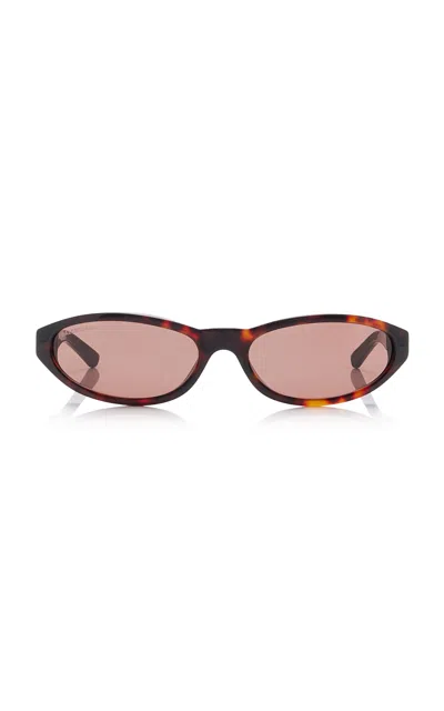 Balenciaga Neo Oval-frame Acetate Sunglasses In Brown