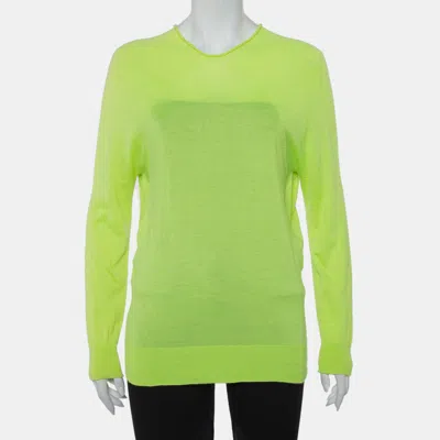 Pre-owned Balenciaga Neon Green Cashmere Oversized Pullover S
