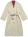 BALENCIAGA NEUTRAL BELTED COTTON TRENCH COAT - WOMEN'S - WOOL/COTTON