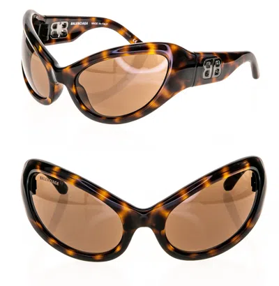 Pre-owned Balenciaga Nevermind 0187 Brown Havana Cat Exaggerated Mask Sunglass Bb0187s 002
