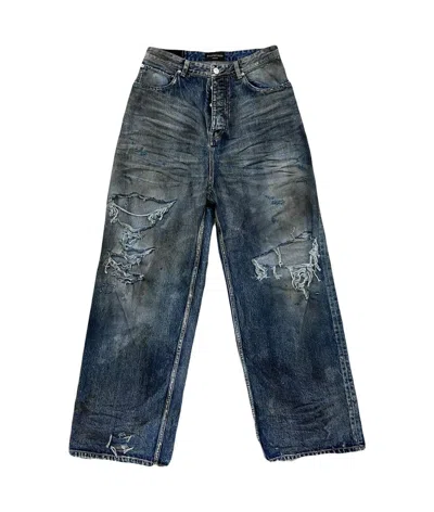 Pre-owned Balenciaga New  Baggy Distressed Denim Summer23 In Blue