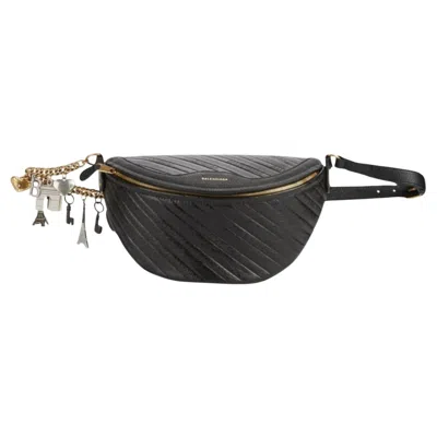 Pre-owned Balenciaga New  Black Leather Souvenir Belt Bag