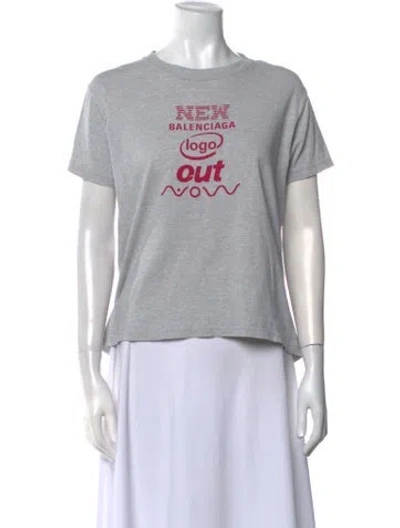 Pre-owned Balenciaga 'new Logo Out' Graphic Print T-shirt In Gray