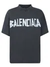 Balenciaga Black T-shirt With Lettering Logo Printed On The Front And Back In Cotton Man In Black