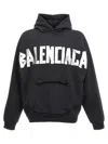 Balenciaga Men Black Hoodie With Logo Lettering On The Front And Logo Print On The Back In Cotton Ma In Black