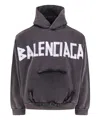 Balenciaga Black Hoodie With Logo Lettering On The Front And Logo Print On The Back In Cotton Man In Grey