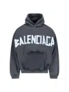 Balenciaga Black Hoodie With Logo Lettering On The Front And Logo Print On The Back In Cotton Man In Black