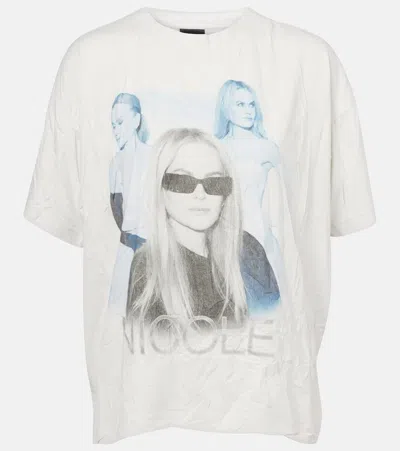 Balenciaga Nicole Printed Jersey T-shirt In Dirty White