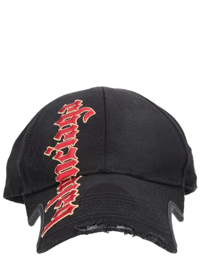 Balenciaga Gothic Placement No-closure Cotton Hat In Black