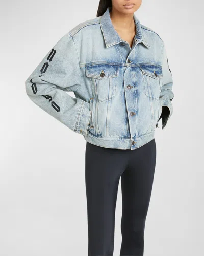 Balenciaga Nologo Small Fit Jacket In 4141 Iced Blue