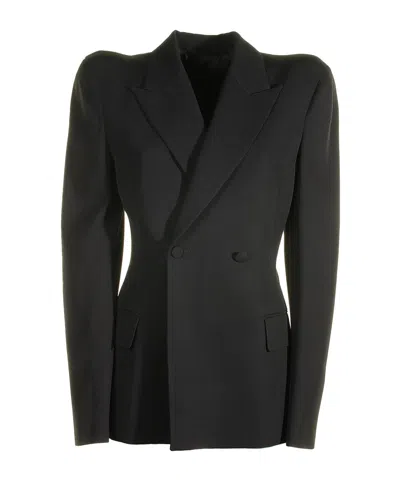 Balenciaga Notched-lapels Wool Blazer In Black