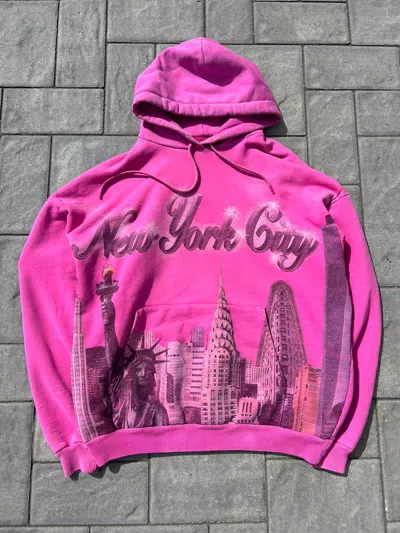 Pre-owned Balenciaga Nyc Airbrush Hoodie In Pink