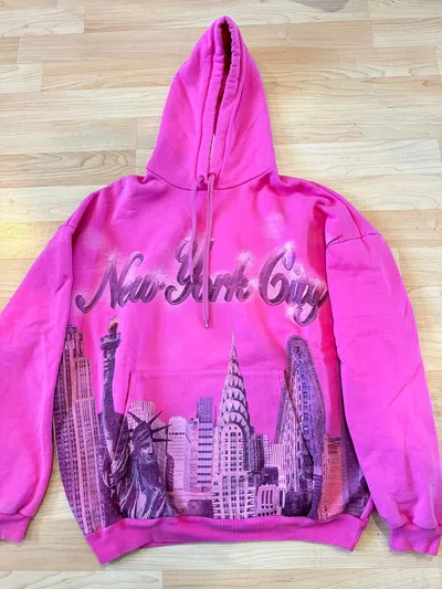 Pre-owned Balenciaga Nyc Airbrush Hoodie In Pink
