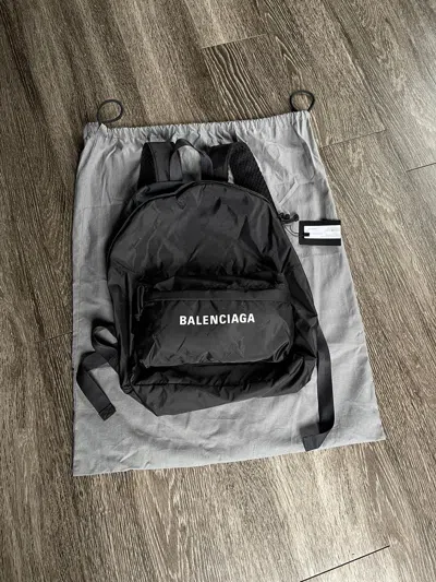 Pre-owned Balenciaga Nylon All-over Backpack In Black