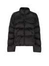 Balenciaga Men Nylon Down Jacket With All-over Lettering Logo In Black