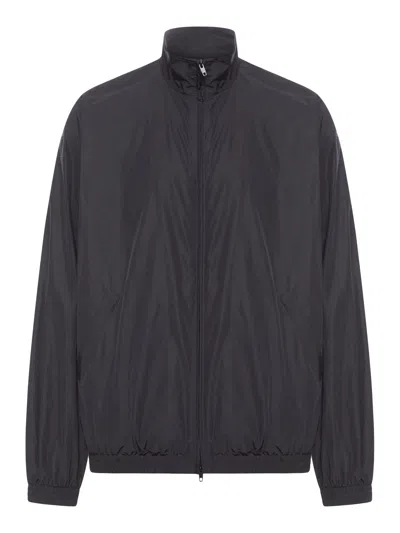 Balenciaga Nylon Jacket With Logo Patch In Black