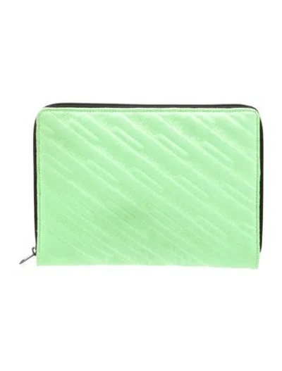 Pre-owned Balenciaga Nylon Logo Clutch Bag In Green