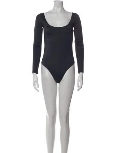 Pre-owned Balenciaga Nylon Scoop Neck Bodysuit In Black