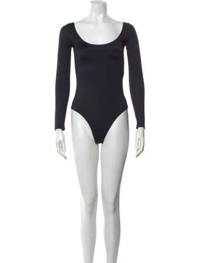 Pre-owned Balenciaga Nylon Scoop Neck Bodysuit In Black
