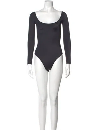 Pre-owned Balenciaga Nylon Scoop Neck Bodysuit In Gray