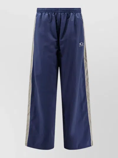 Balenciaga Nylon Trousers Contrasting Side Stripe Detail In Blue