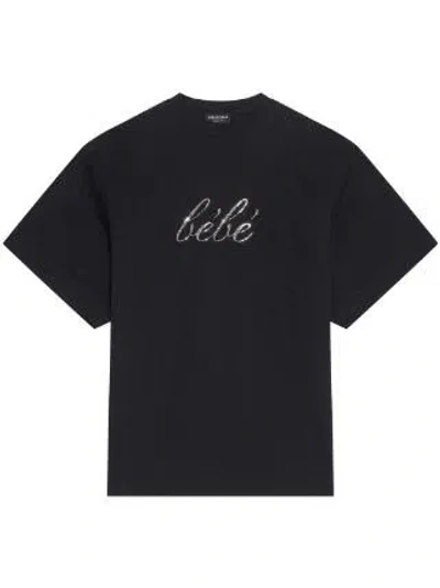 Pre-owned Balenciaga O1in1g1223 Bébé Worn-out T-shirt In Black