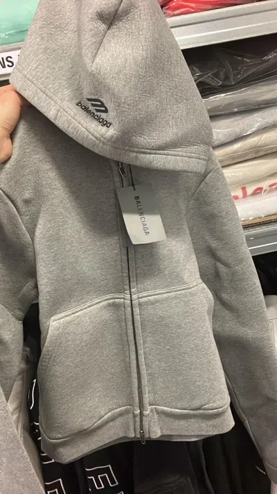 Pre-owned Balenciaga O1mt1gz0325 Fitted Zip-up Hoodie In Gray