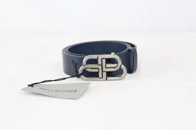 Pre-owned Balenciaga O1rshd Size: 90cm / Bb Logo Belt In Navy