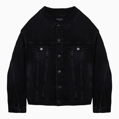 Balenciaga Oversized Denim Jacket In Matte Black