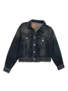 Balenciaga Off-shoulder Dark Blue Cotton Jacket In Blue