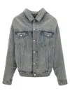 BALENCIAGA OFF-SHOULDER DENIM JACKET CASUAL JACKETS, PARKA BLUE