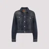 Balenciaga Off-shoulder Dark Blue Cotton Jacket In Blue