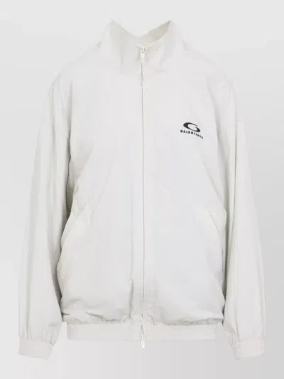 Balenciaga Off Shoulder Jacket High Collar Design In Neutral