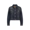 Balenciaga Denim Off-the-shoulder Jacket In Blue