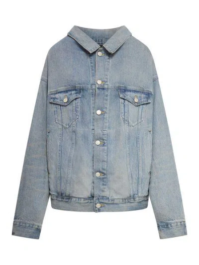 BALENCIAGA BALENCIAGA  OFF SHOULDER LIGHT BLUE DENIM JACKET