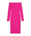 Balenciaga Off-shoulder Smocked Midi Dress In Pink