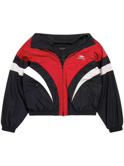Balenciaga Lightweight Black Red And White Technical Fabric Jacket For Women