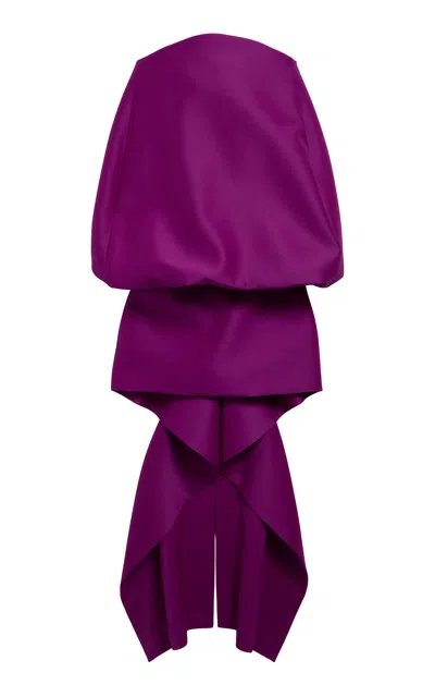 Balenciaga Off-shoulder Mini Dress In Wool And Silk Blend Purple