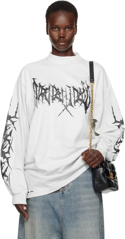 Balenciaga Off-white Ai Metal Longsleeve T-shirt In 9081 Dirty White/bla