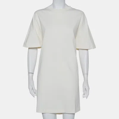 Pre-owned Balenciaga Off White Cotton Knit Oversized T-shirt Dress M In Cream